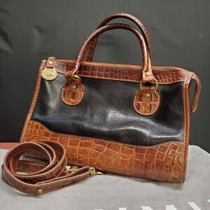 Vintage BRAHMIN Doctors Bag Croc Embossed EUC